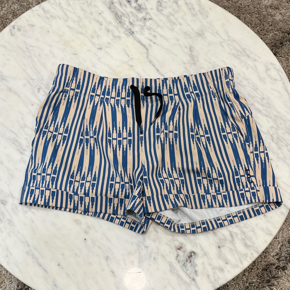 Kavu Blue and Tan Patterned Athletic Shorts